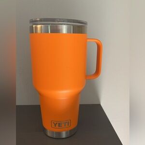 Orange yeti cup with straw